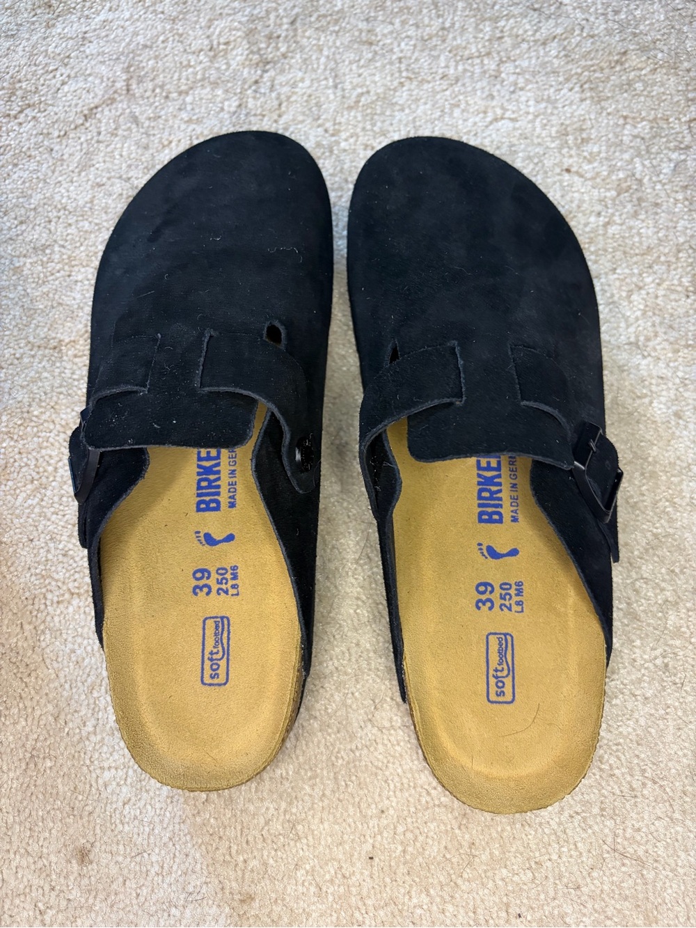 New Birkenstock Boston Clog black suede leather sz 39EU